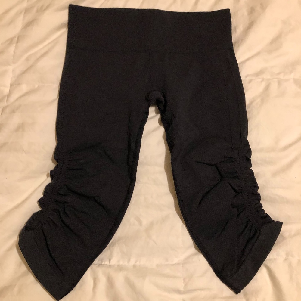 Lululemon In The Flow Crop dark gray leggings